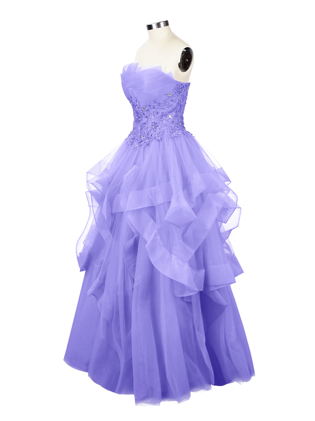 Tiered Strapless Prom Dress 