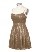 Sequin Scoop Neckline Mini Dress 