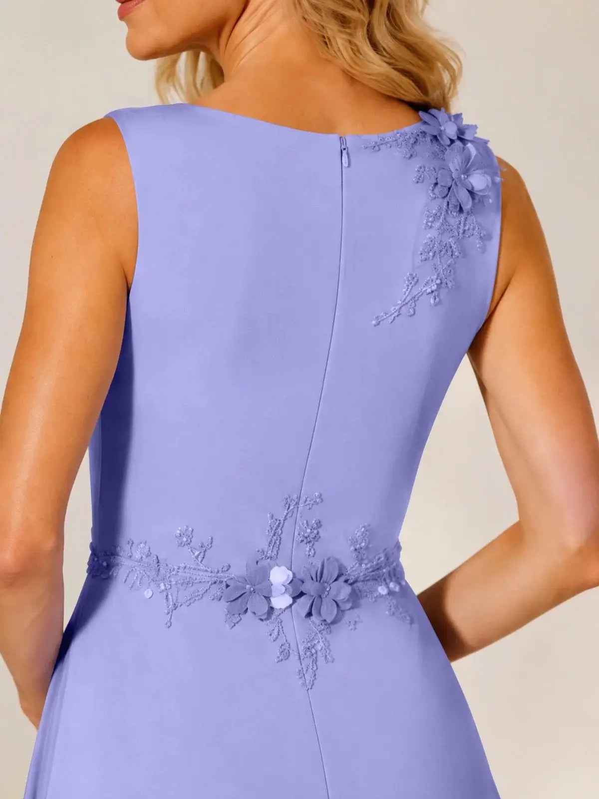 A Line Mother of the Bride Dress with 3D Flowers