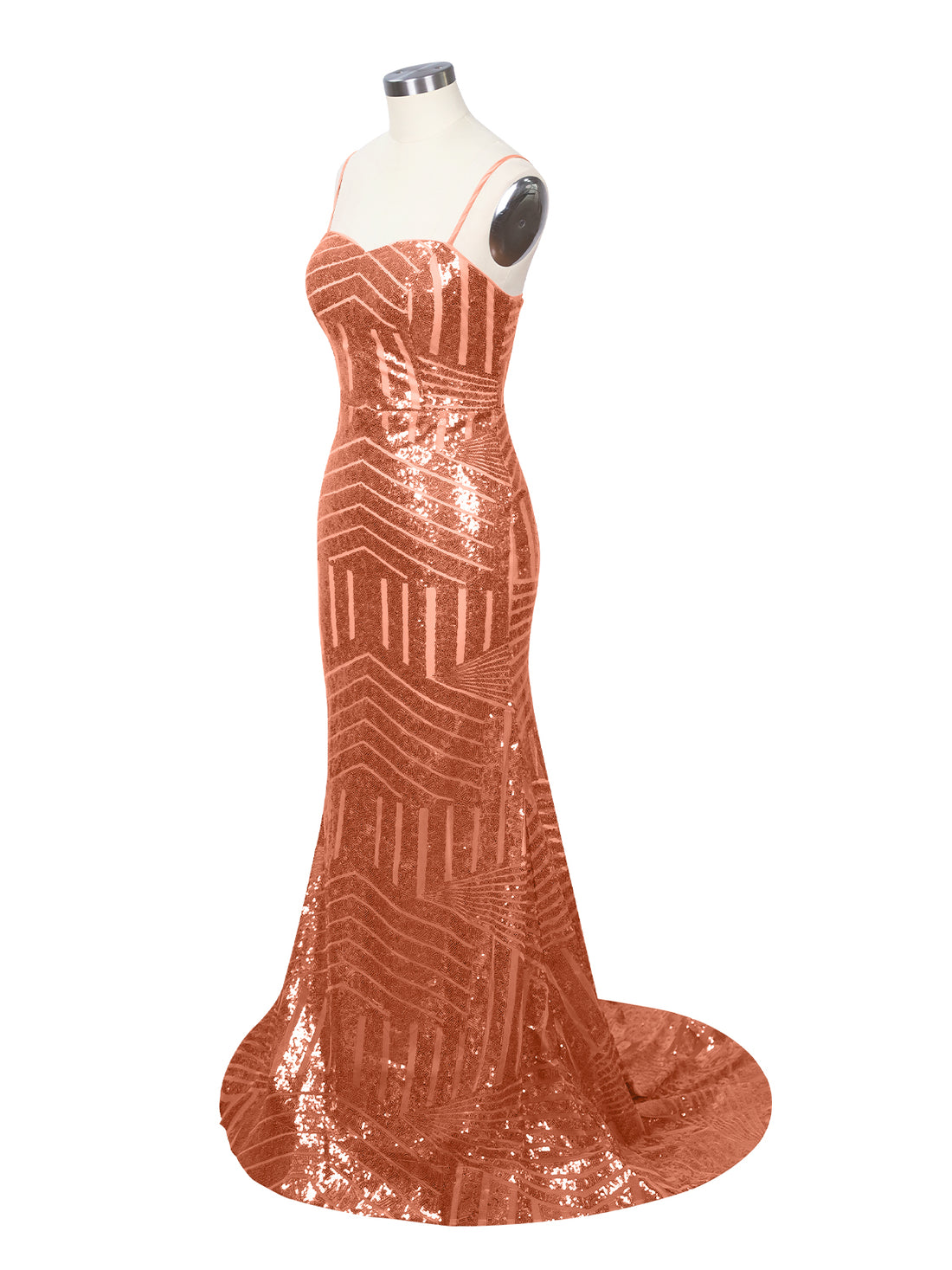 Geometric Sequin Prom Dress 