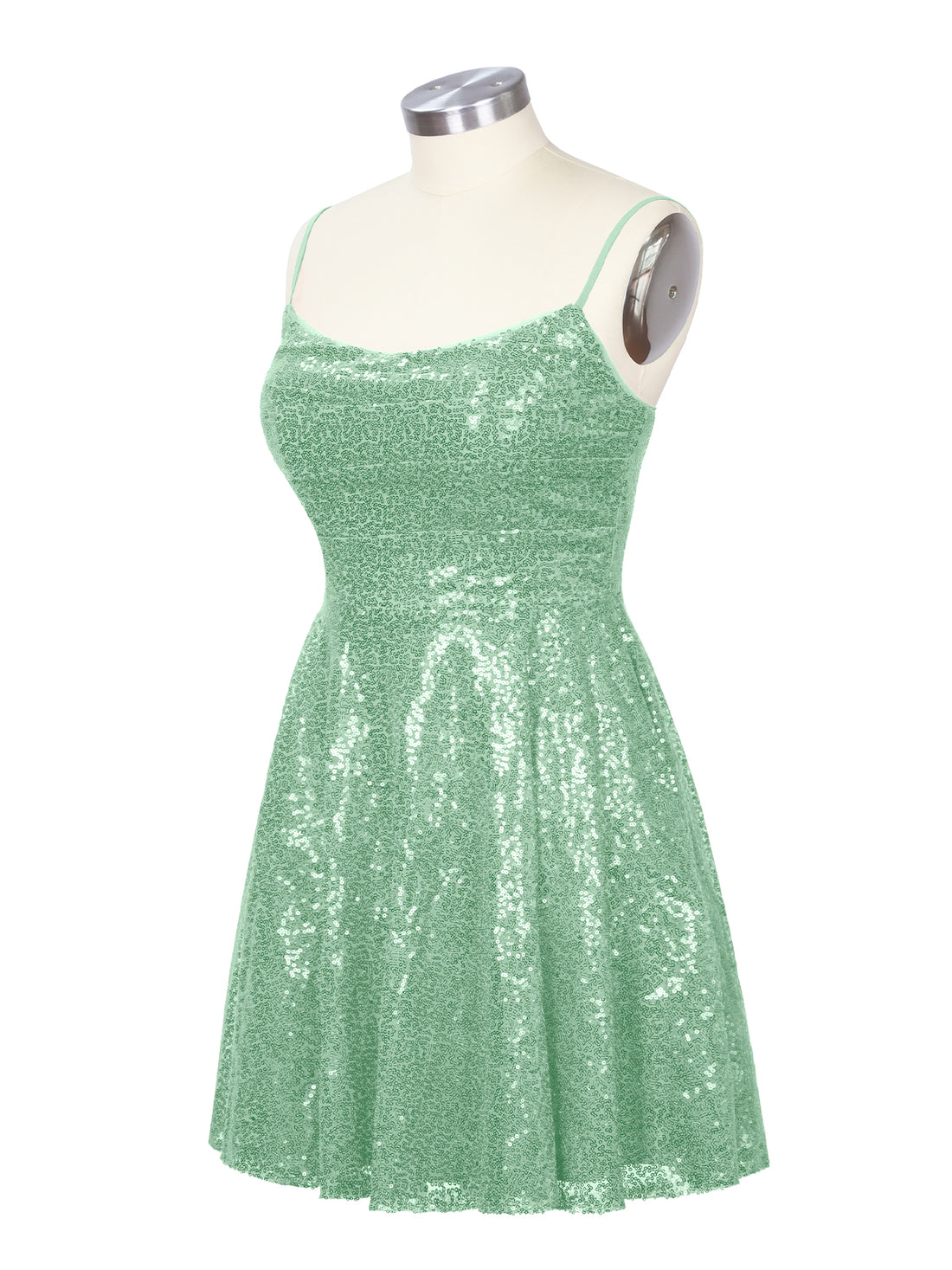 Sequin Scoop Neckline Mini Dress 