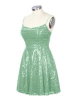 Sequin Scoop Neckline Mini Dress 