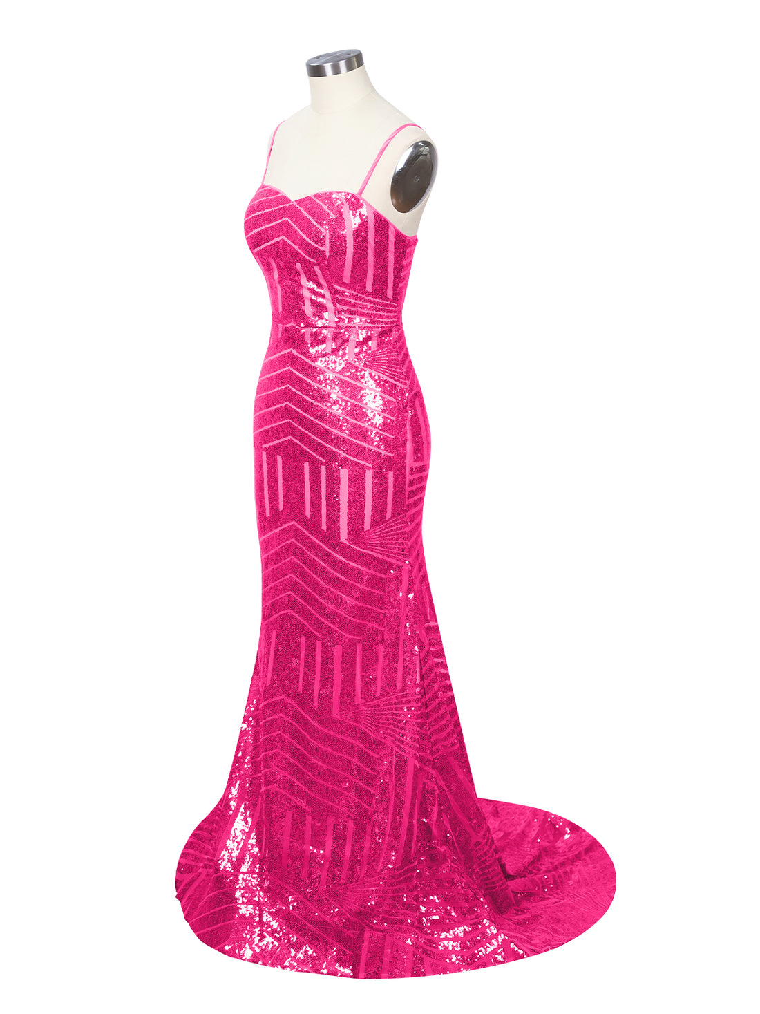 Geometric Sequin Prom Dress 