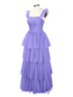 Ruffled Strap Tiered Tulle Bridesmaid Dress 