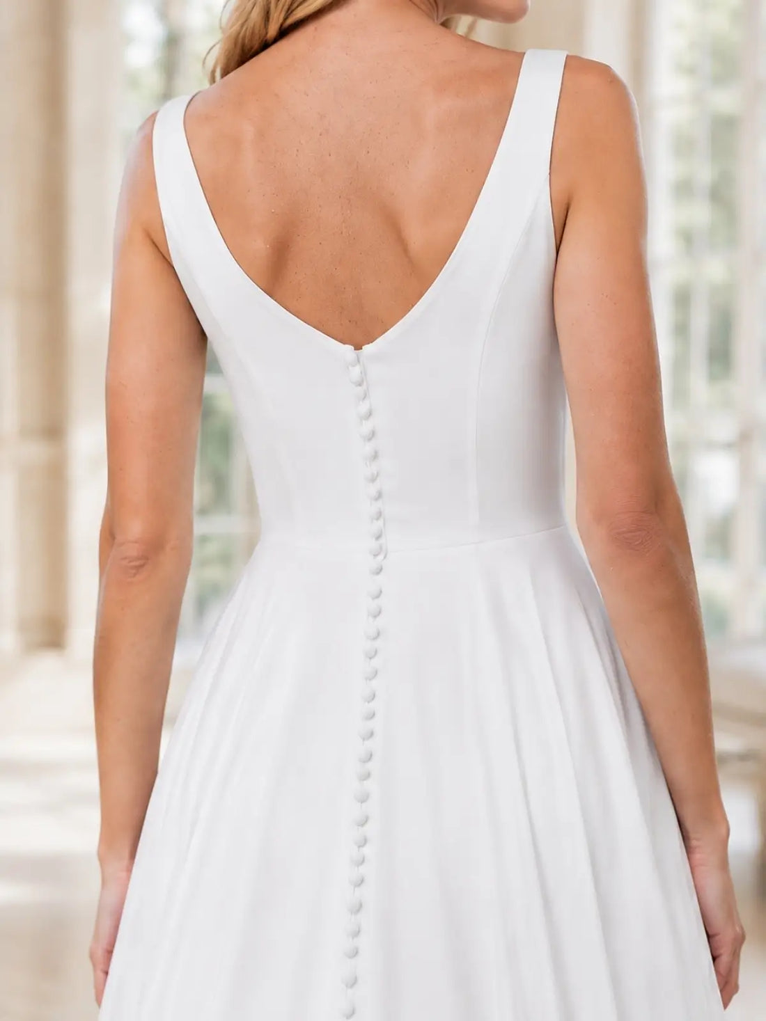 Bateau Neck Wedding Dress with Court Train