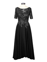 Applique Half Sleeves Chiffon Dress 
