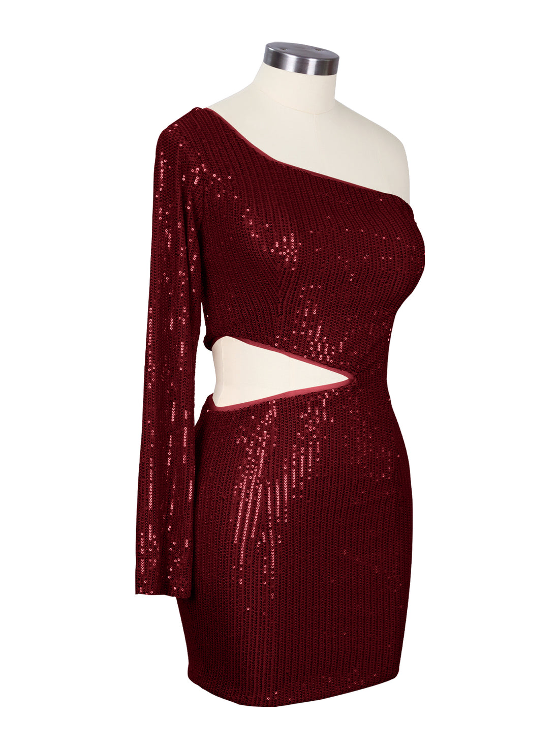 Waist Cutout One Shoulder Mini Dress 