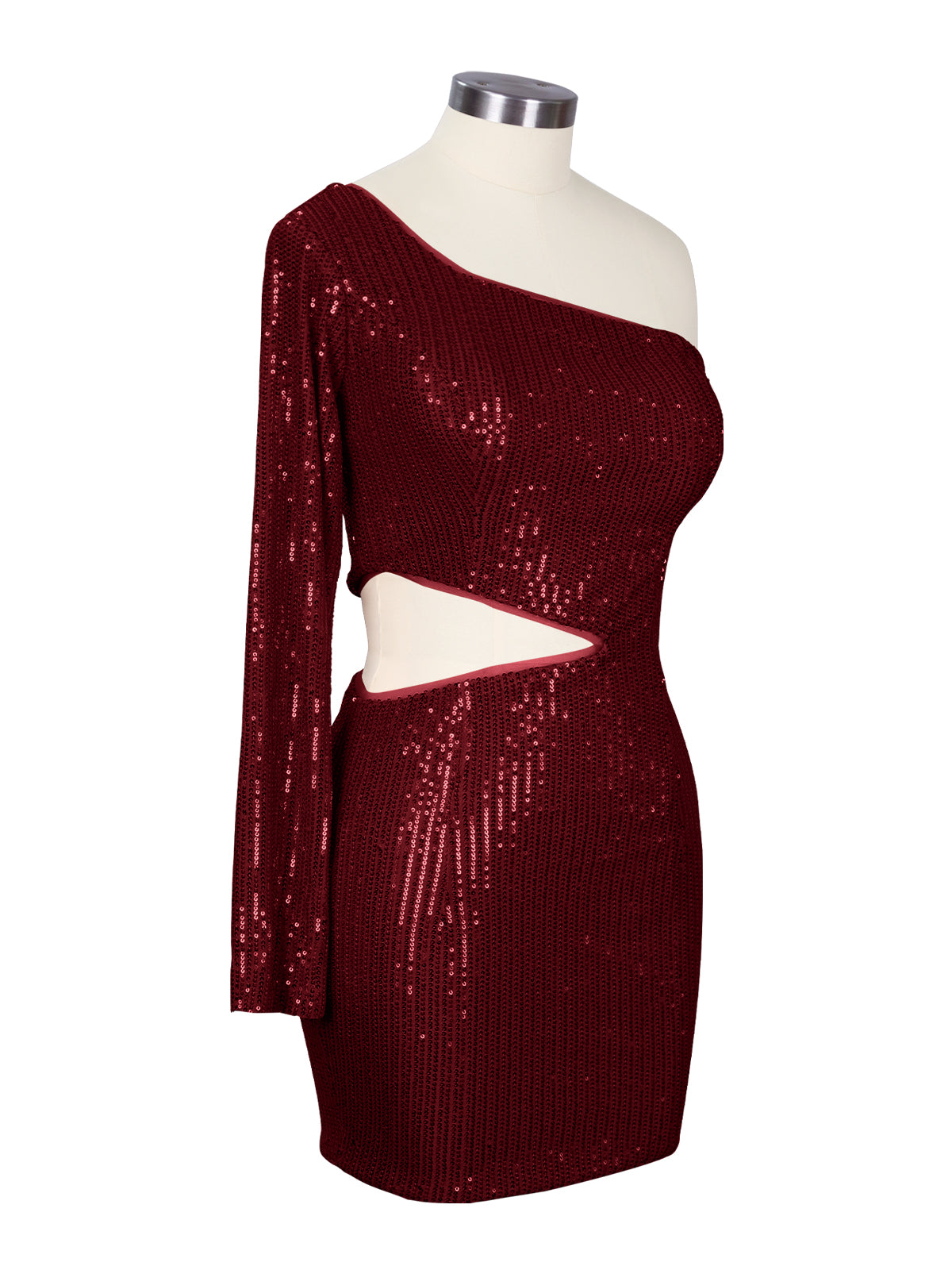 Waist Cutout One Shoulder Mini Dress 