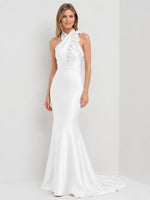 Silk-like Bridesmaid Dress with 3D Floral 