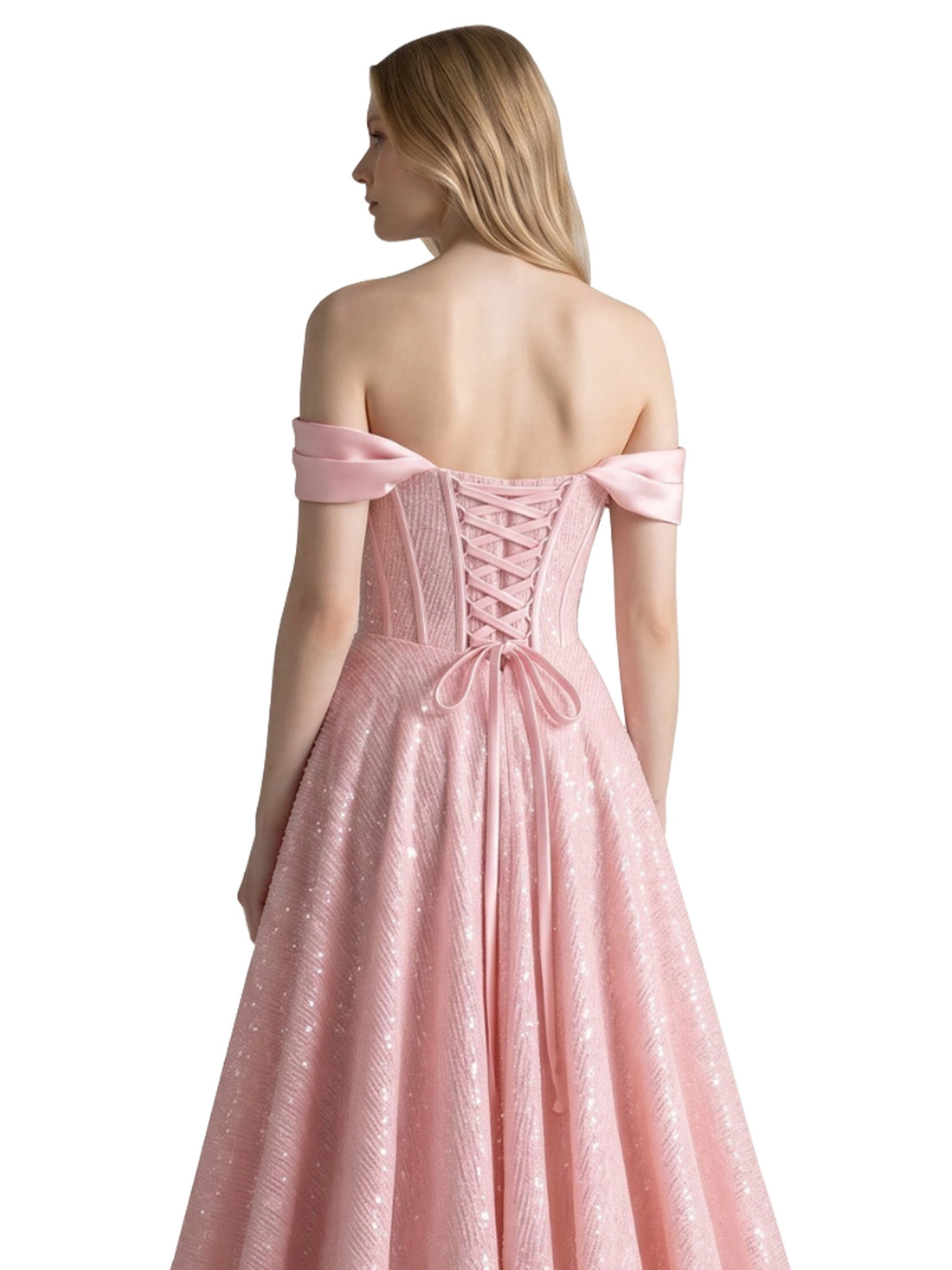 Glitter Corset Off-Shoulder Prom Dress 