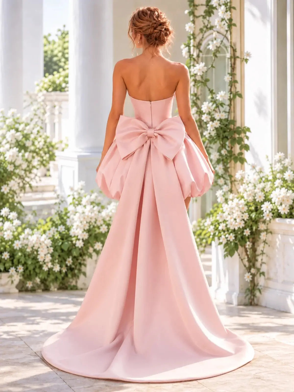 A-Line Homecoming Dress with Long Back Bow