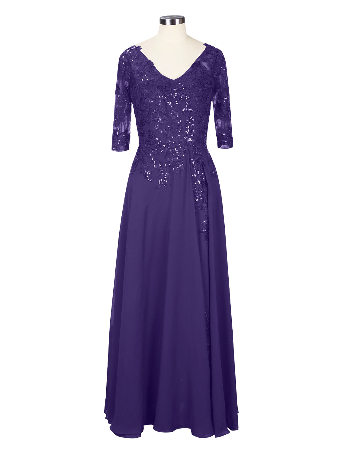 Applique V-Neck Chiffon Dress 