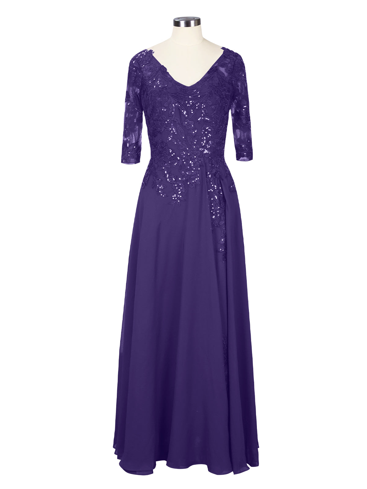 Applique V-Neck Chiffon Dress 