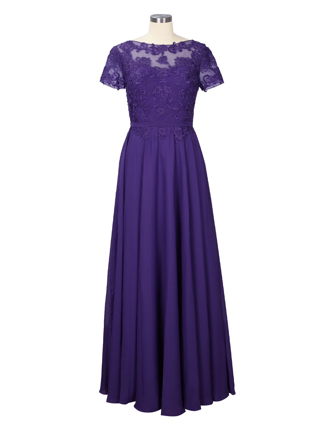Illusion Applique Chiffon Dress 