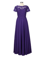 Illusion Applique Chiffon Dress 