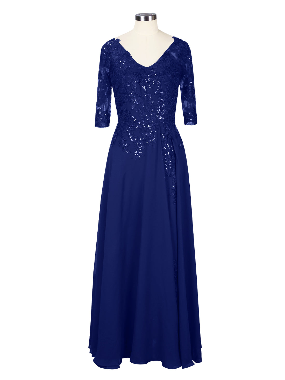 Applique V-Neck Chiffon Dress 