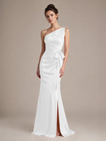 One-Shoulder Bridesmaid Dress with Sash