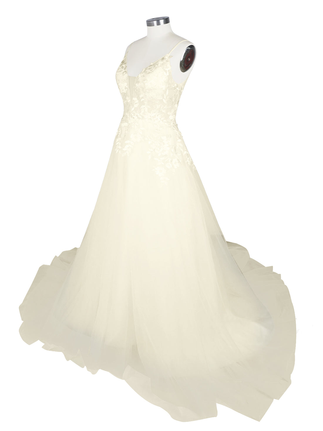 Illusion Spaghetti Straps Wedding Dress 