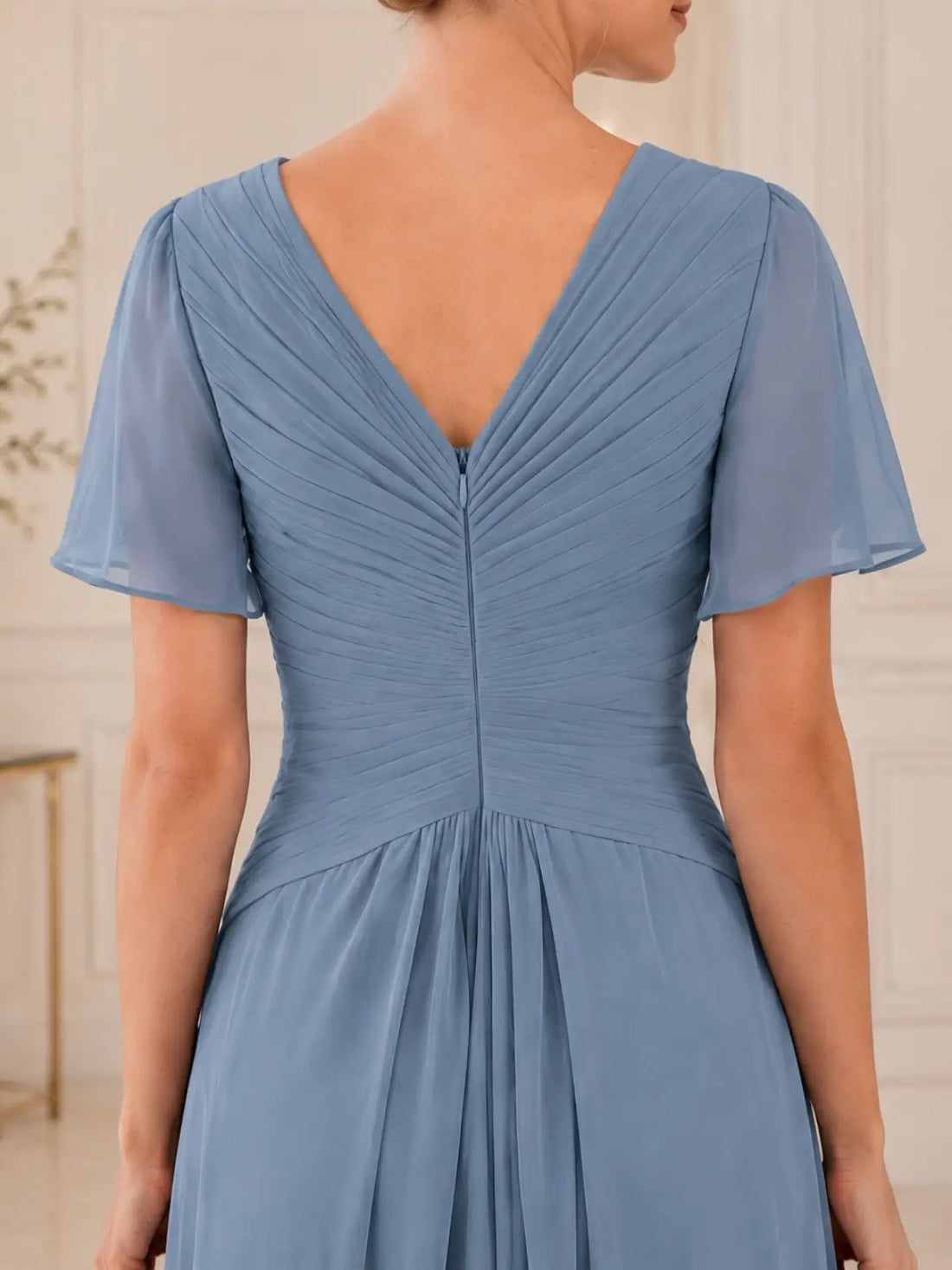 Chiffon Wedding Dress with Flutter Sleeves