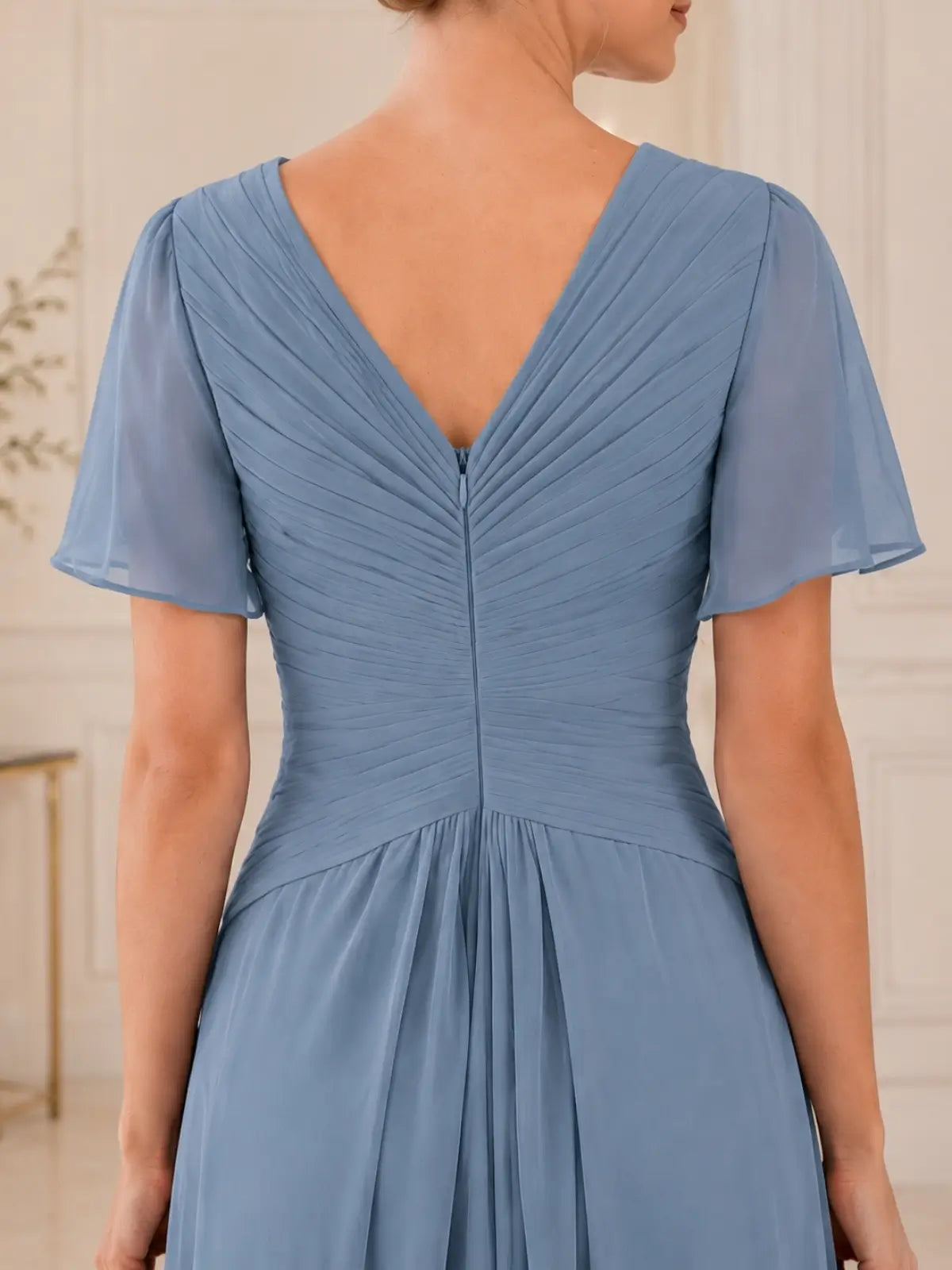 Chiffon Wedding Dress with Flutter Sleeves