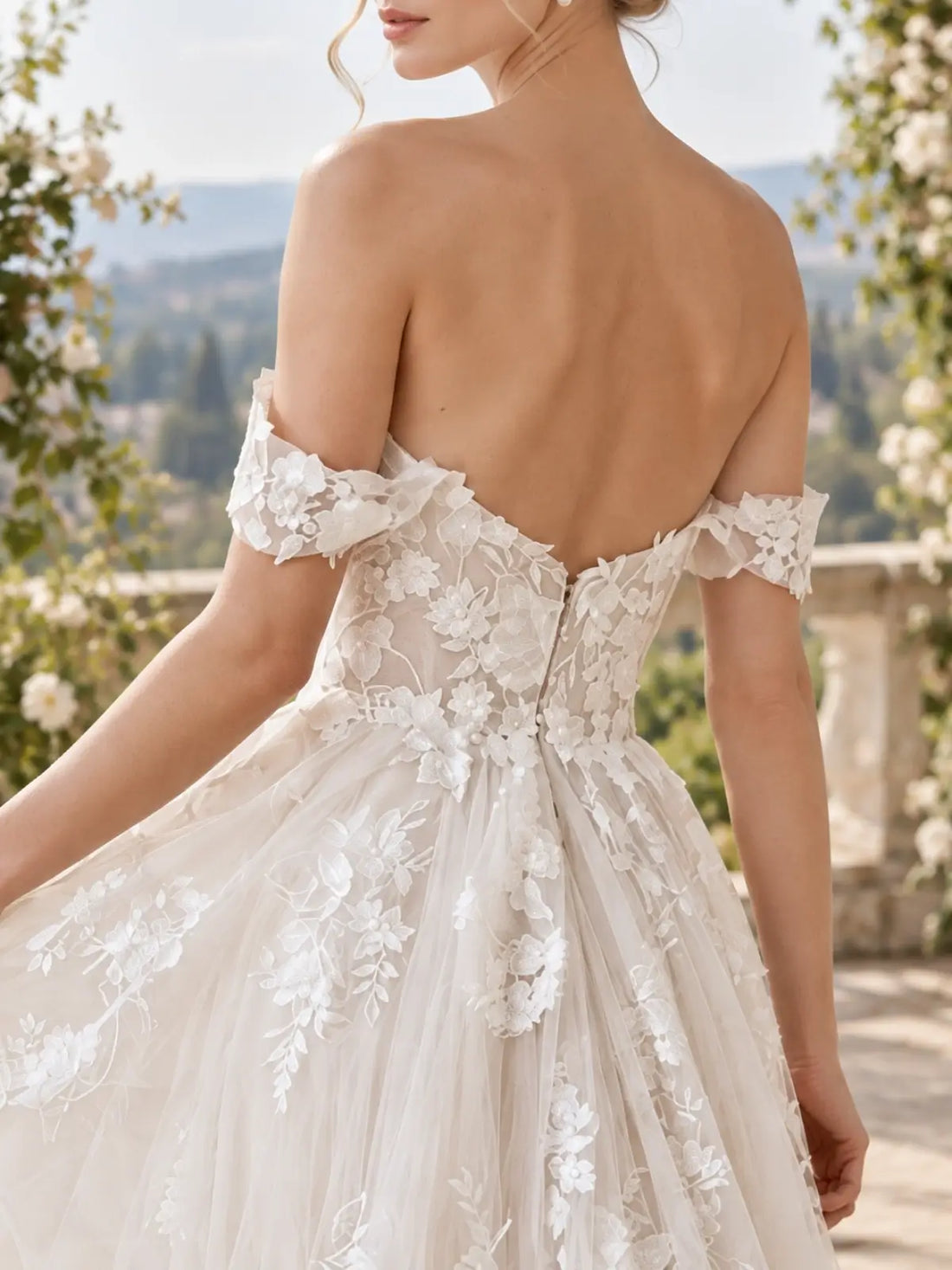 Wide Strap Wedding Dress with Cathedral Train Design