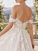 Wide Strap Wedding Dress with Cathedral Train Design