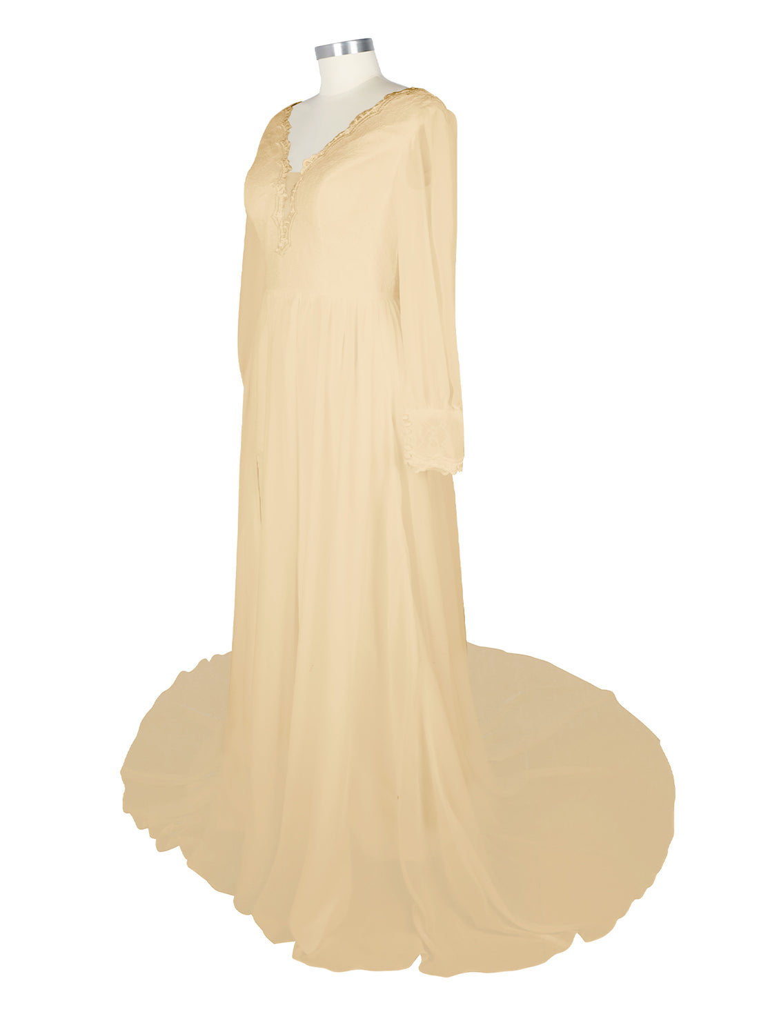 Lace V-Neck Slit Wedding Dress 