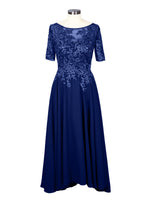 Applique Half Sleeves Chiffon Dress 