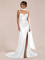 Mermaid Bridesmaid Dress with Neck Scarf 