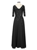 Applique V-Neck Chiffon Dress 