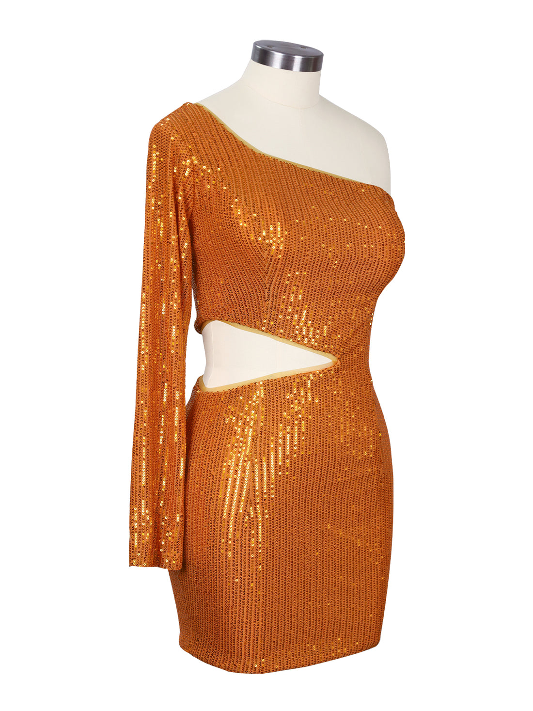 Waist Cutout One Shoulder Mini Dress 