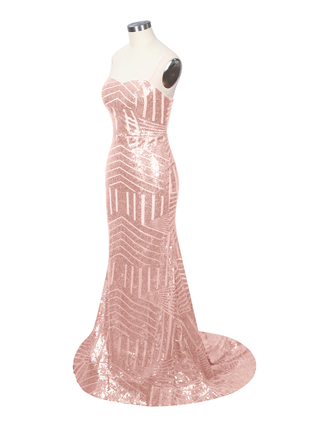 Geometric Sequin Prom Dress 