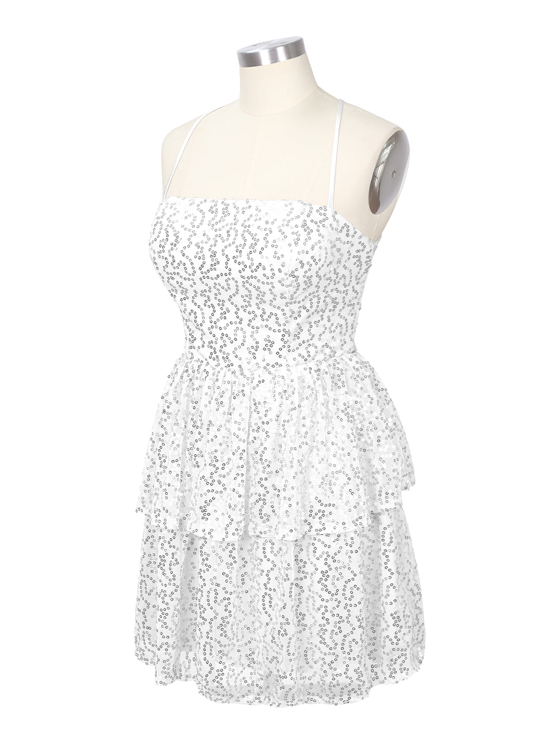 Sequined Halter Flare Mini Dress 