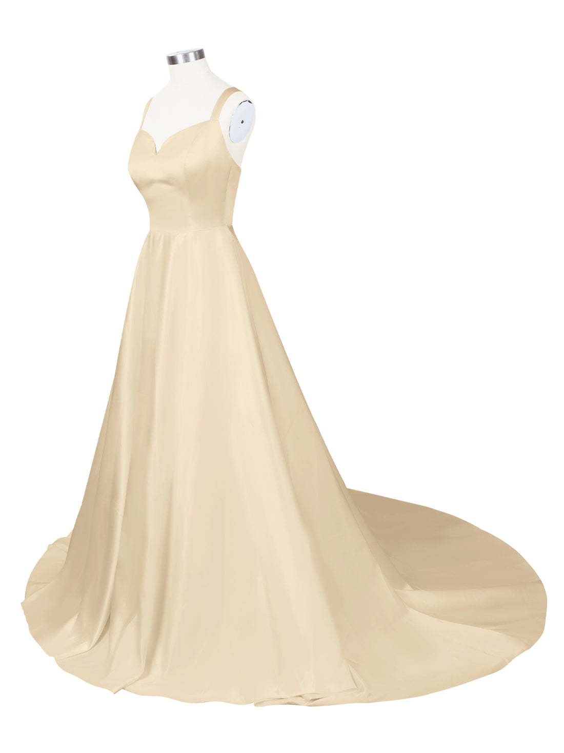 Sweetheart Satin Chapel Train Wedding Dress 