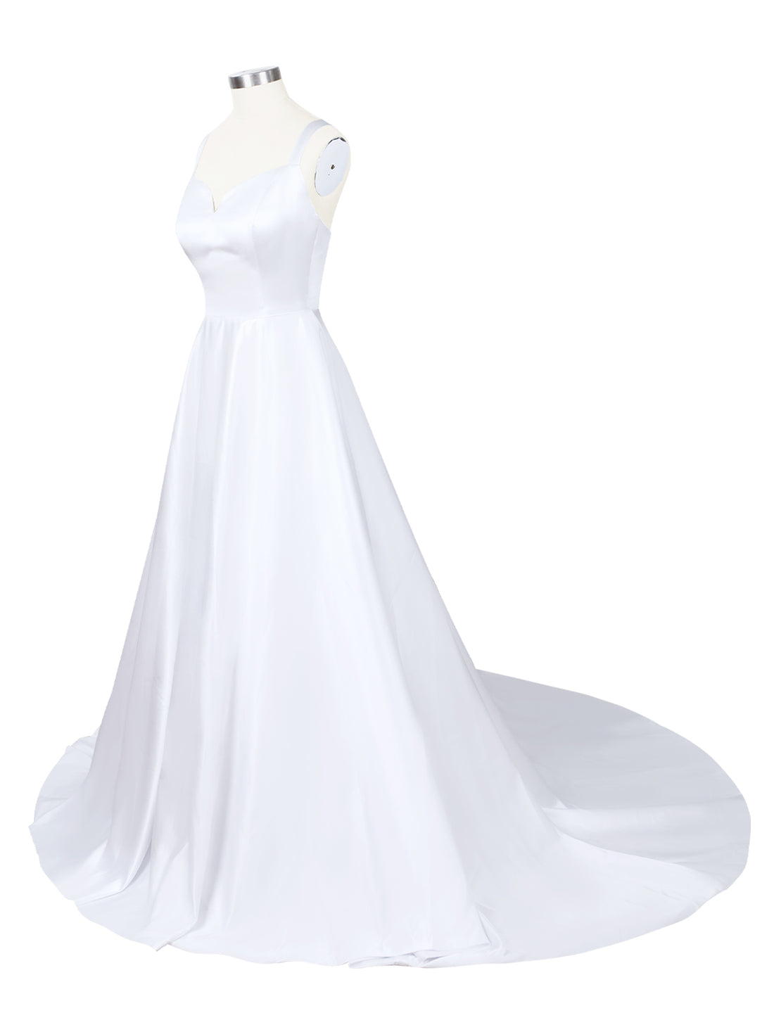 Sweetheart Satin Chapel Train Wedding Dress 