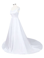 Sweetheart Satin Chapel Train Wedding Dress 