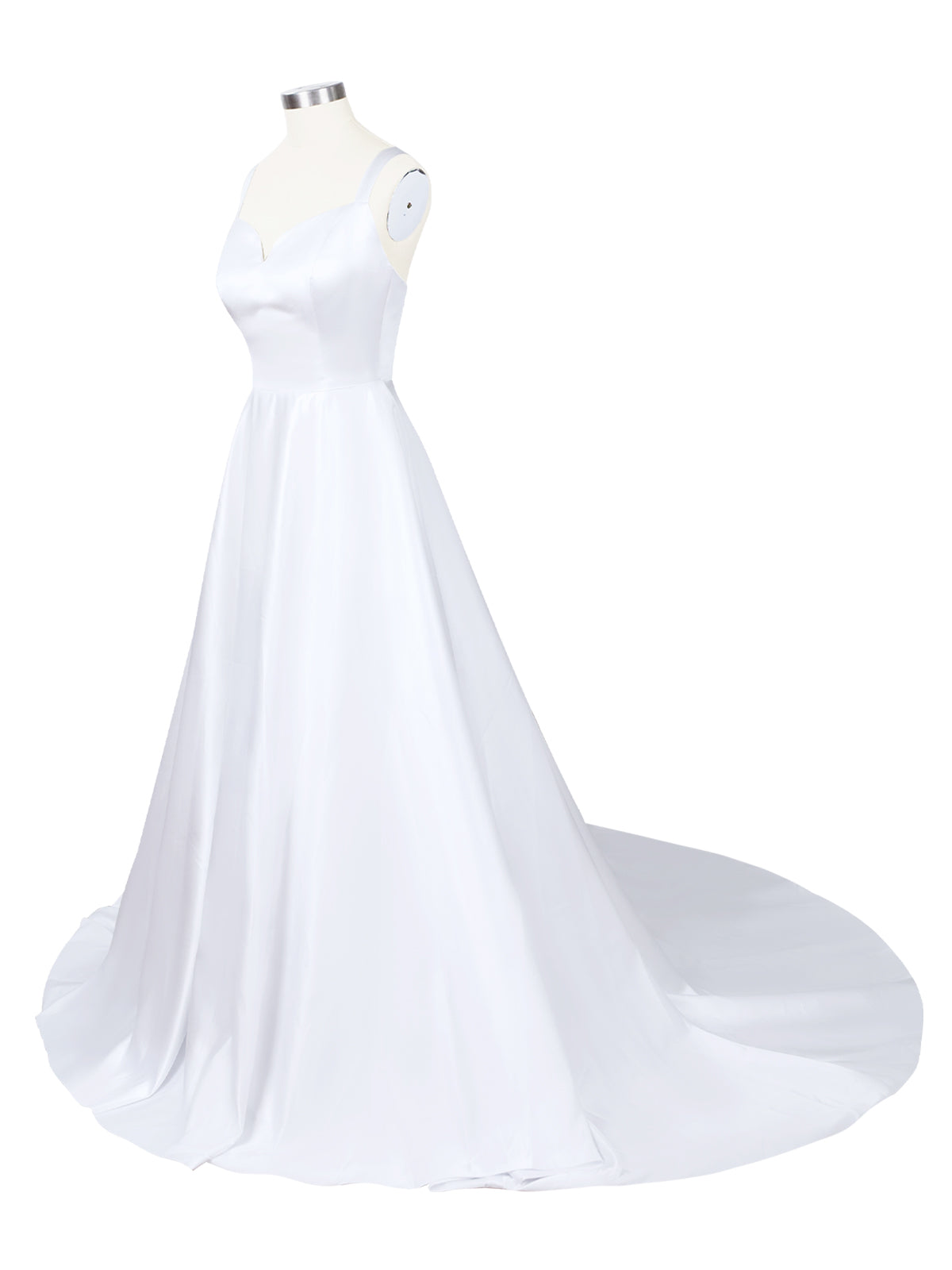 Sweetheart Satin Chapel Train Wedding Dress 