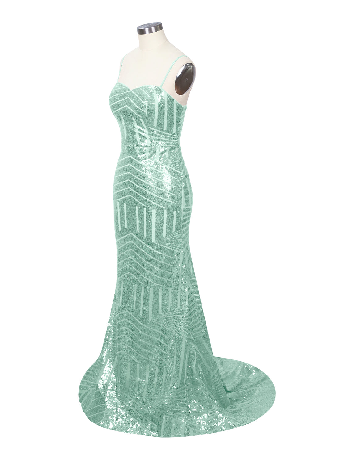 Geometric Sequin Prom Dress 