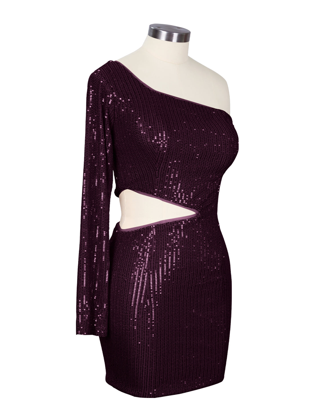 Waist Cutout One Shoulder Mini Dress 