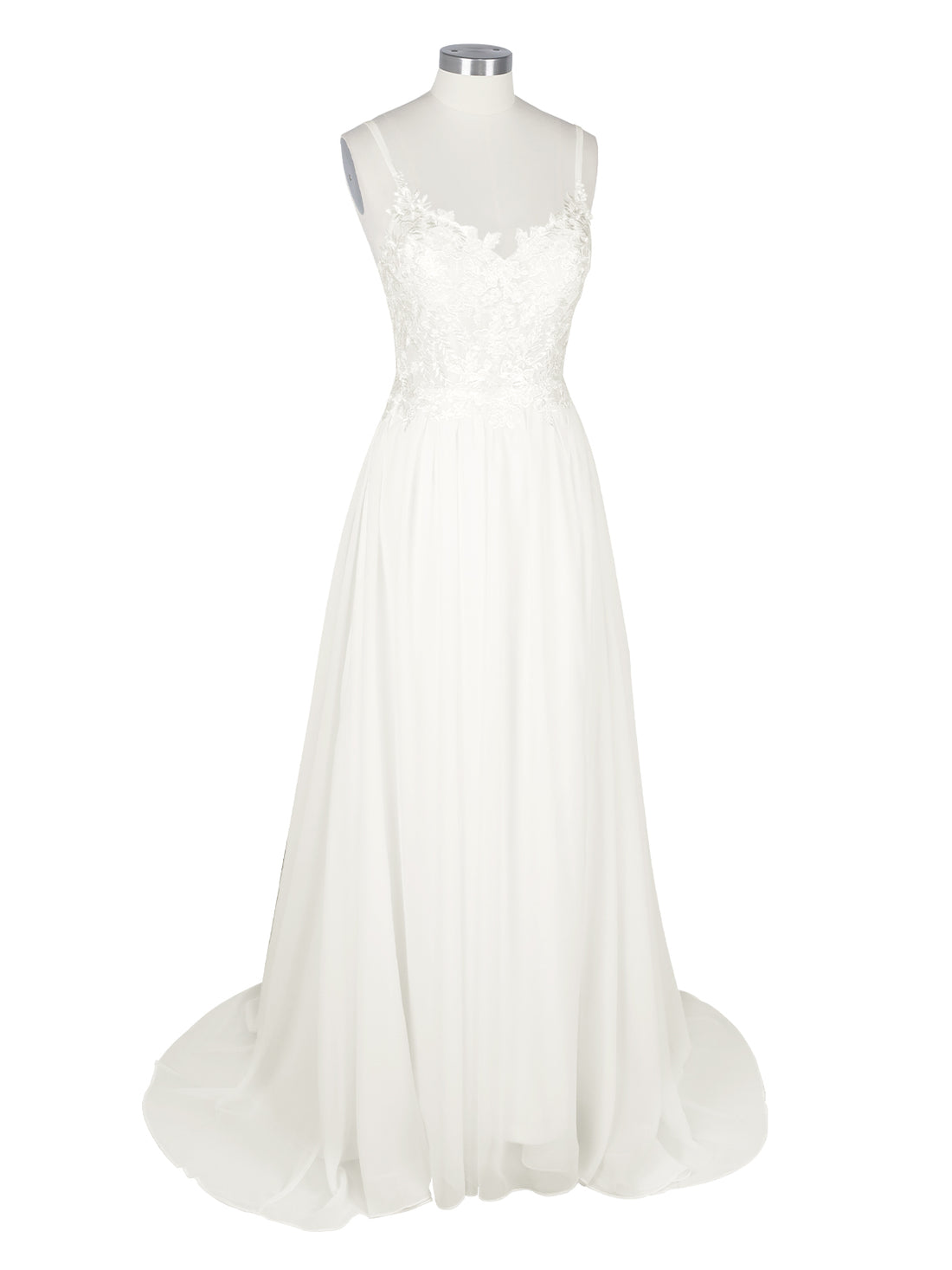 Applique Slit Chiffon Wedding Dress 