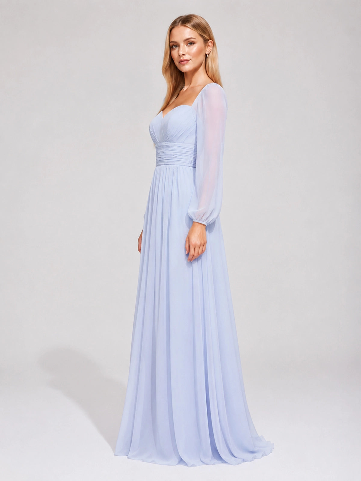 Elegant A-line Bridesmaid Dress with Long Sleeves