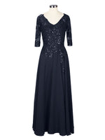 Applique V-Neck Chiffon Dress 