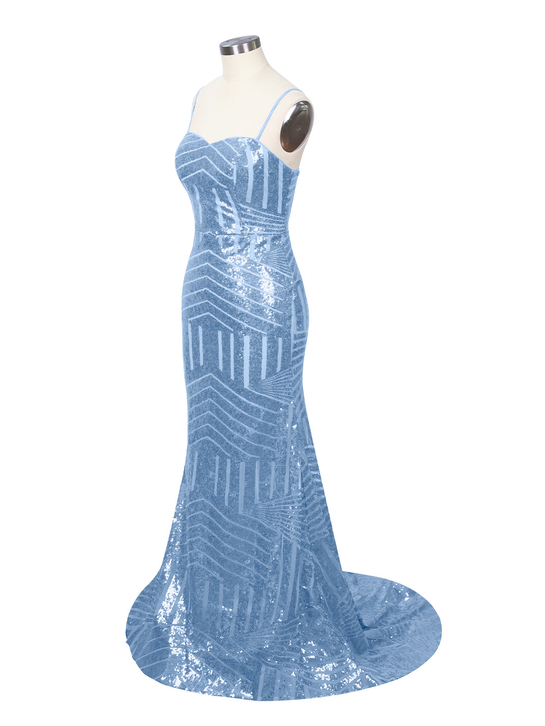 Geometric Sequin Prom Dress 