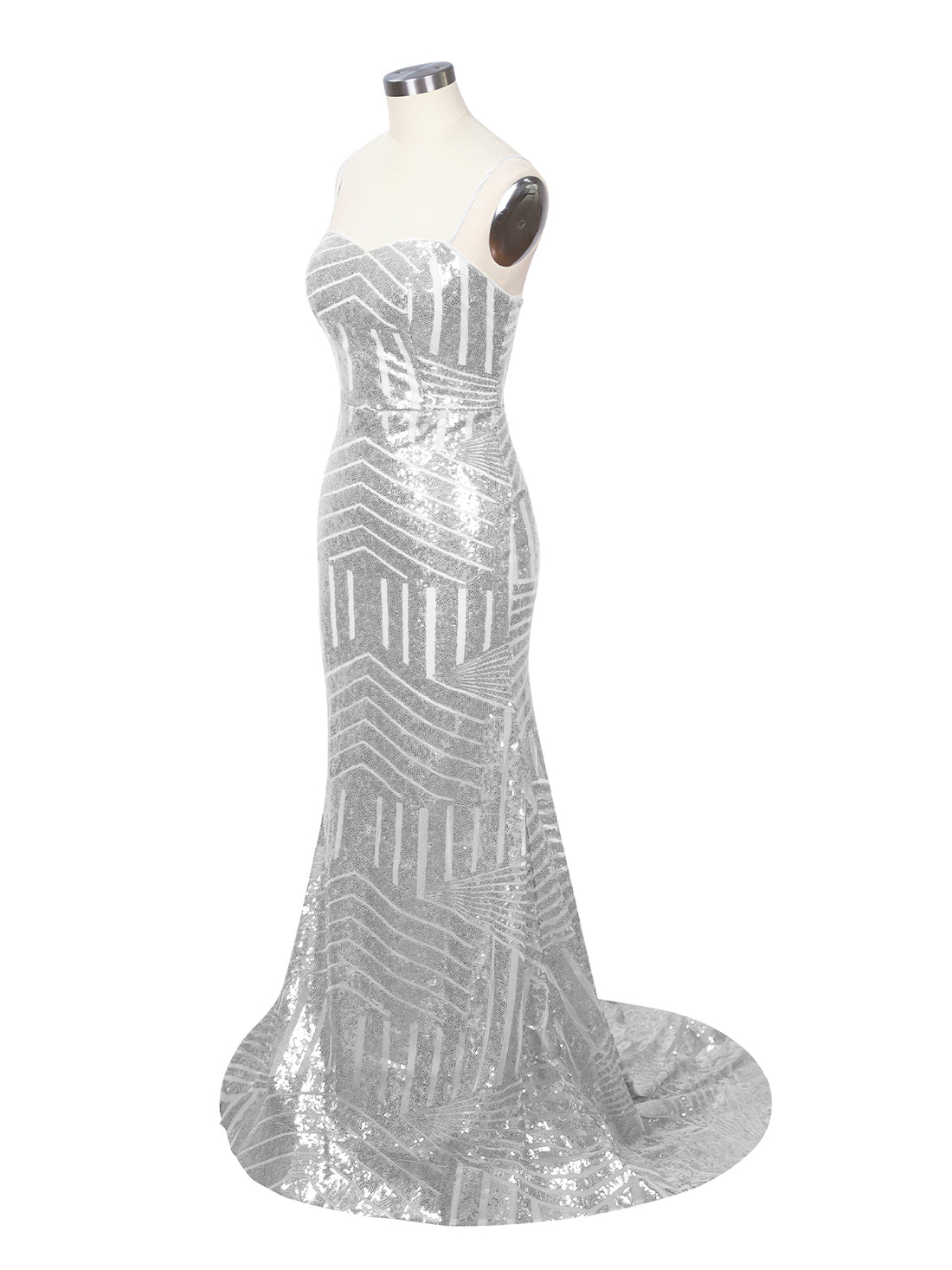 Geometric Sequin Prom Dress 