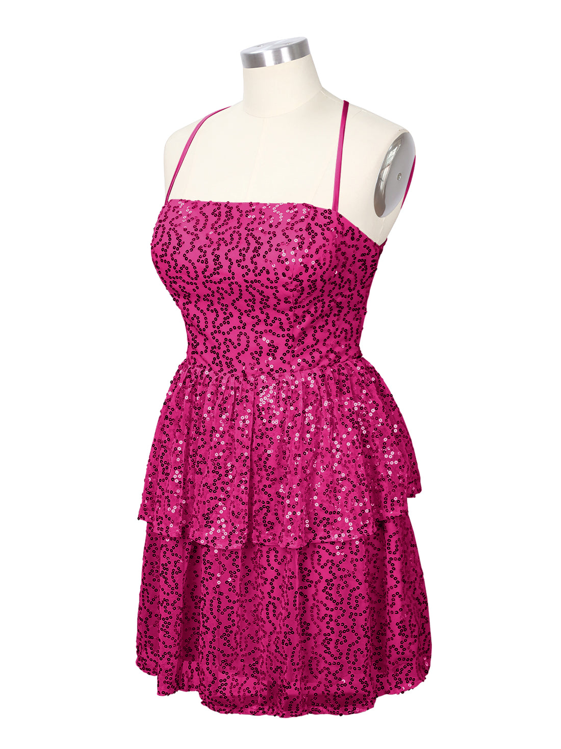 Sequined Halter Flare Mini Dress 