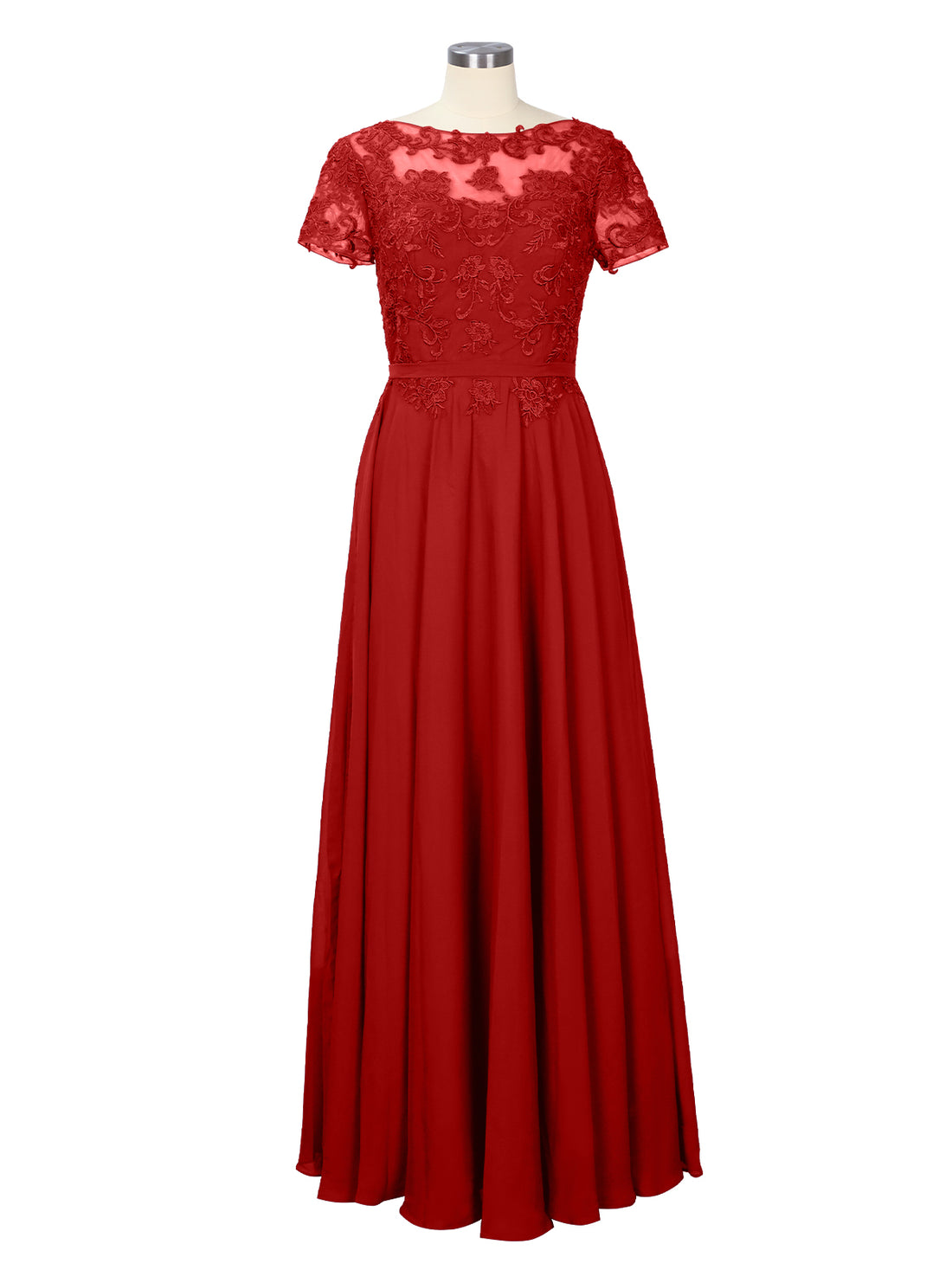 Illusion Applique Chiffon Dress 