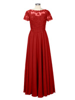 Illusion Applique Chiffon Dress 