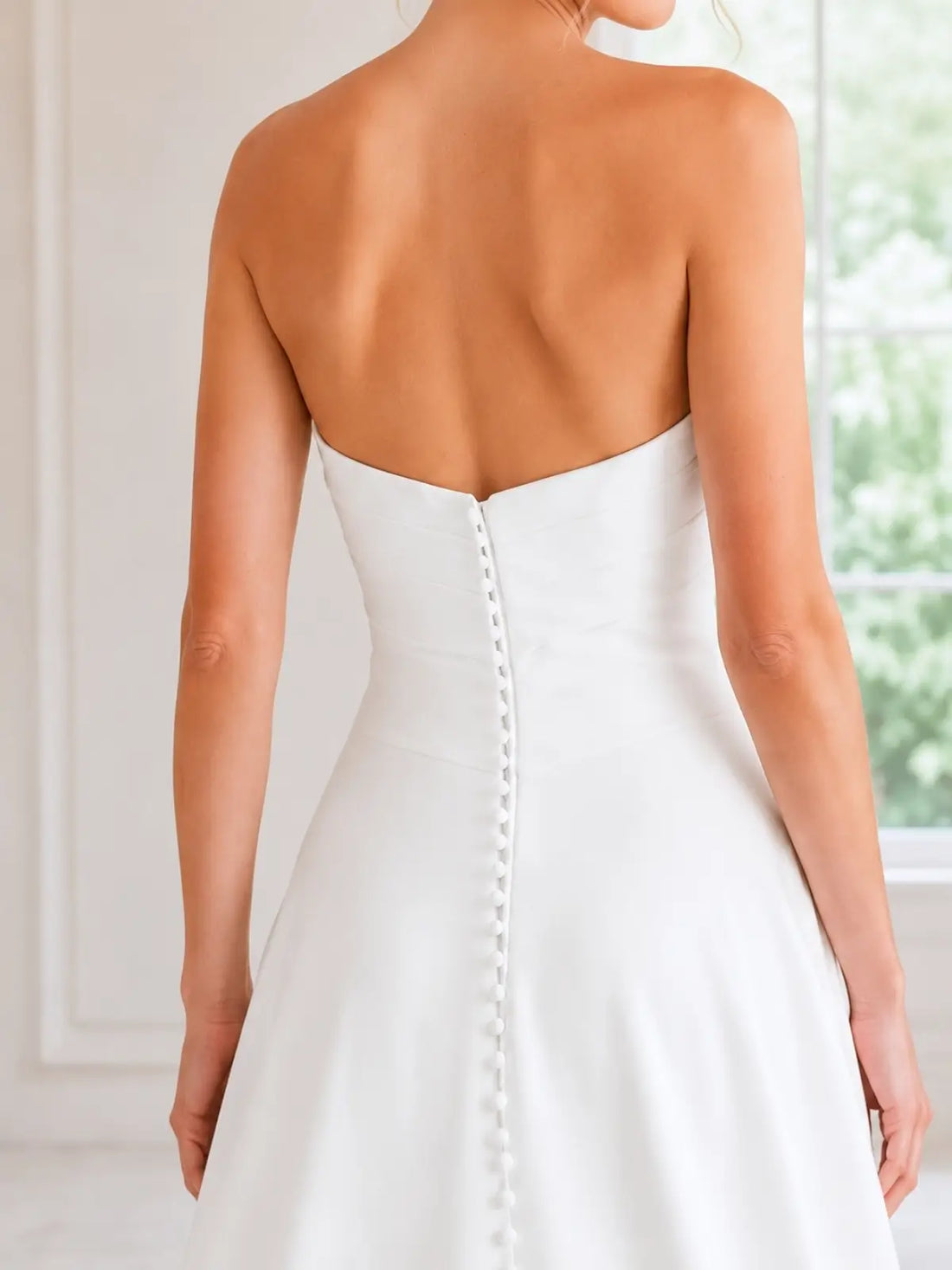 Stretch Satin Wedding Dress with Cross-over Bodice