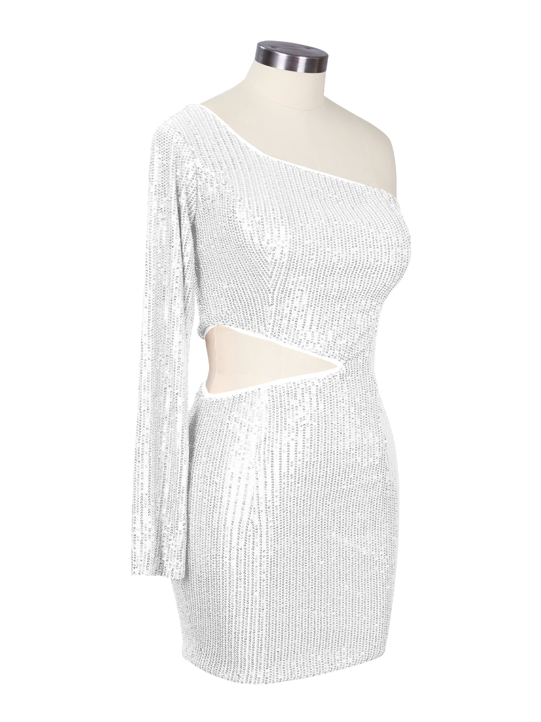 Waist Cutout One Shoulder Mini Dress 