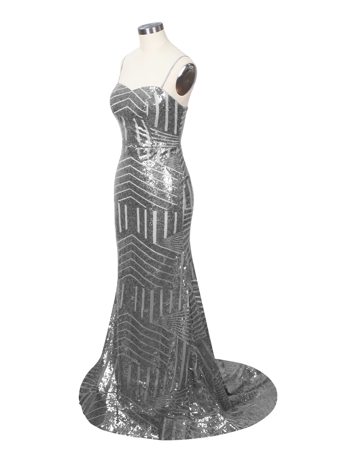 Geometric Sequin Prom Dress 